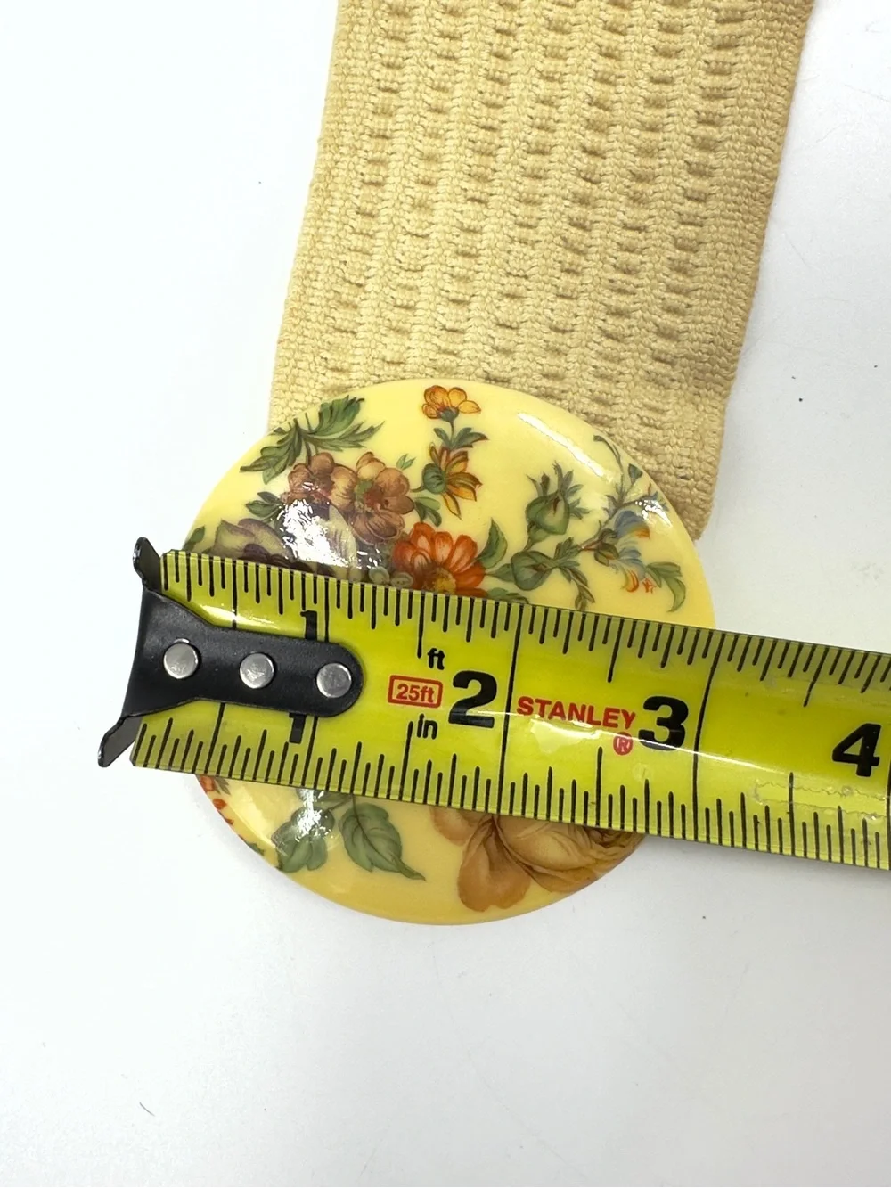 Vintage Wide Stretch Belt West Germany Floral Round Statement Buckle Boho Cottag